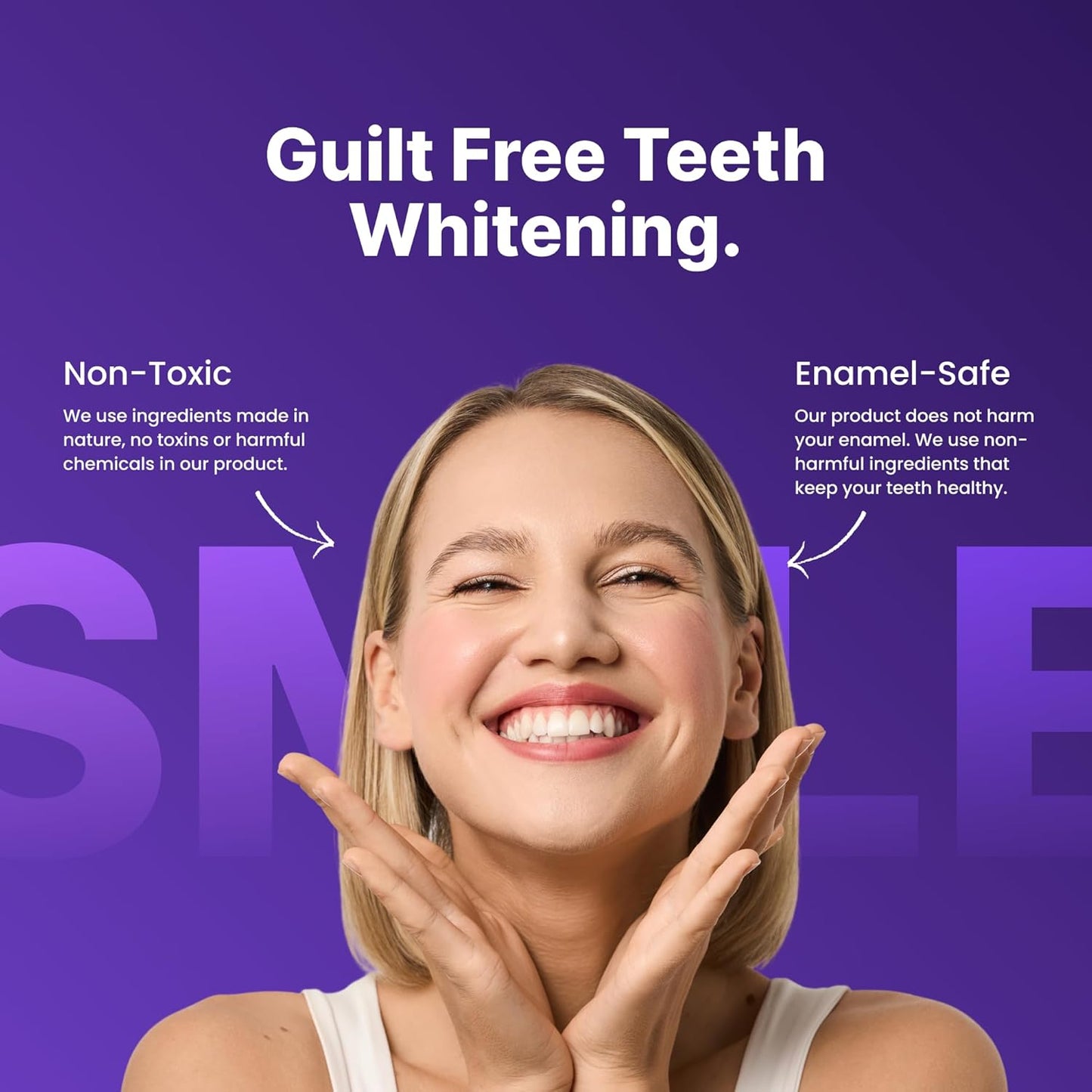 Purple Teeth Whitening Strips 21 Treatments - Safe for Enamel - Non Sensitive Teeth Whitening - Whitening Without Any Harm - Pack of 42.